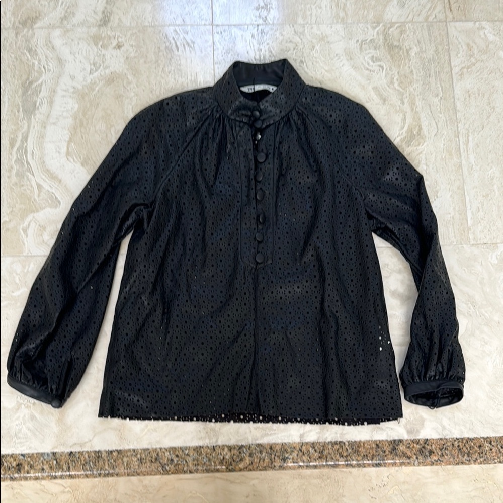 Chic Black Eyelet Blouse